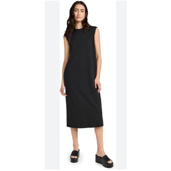Theory Dresses & Skirts - Theory Black Midi Sleeveless Pima Cotton Modal blend Shirt Dress Sz S